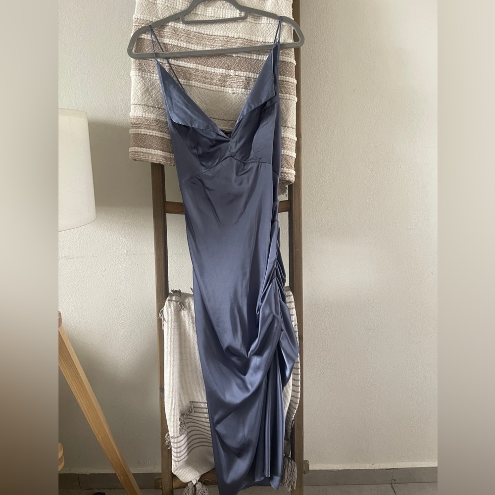 Satin blue dress